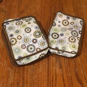 Two attached clear lid zip pouches NWT